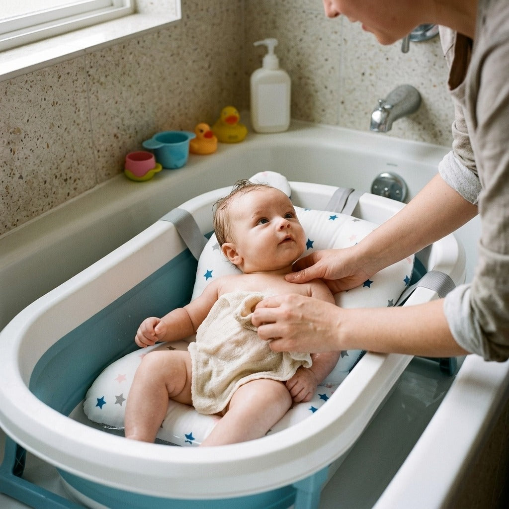 Foldable Anti-Slip Baby Bath Seat Mat - in use