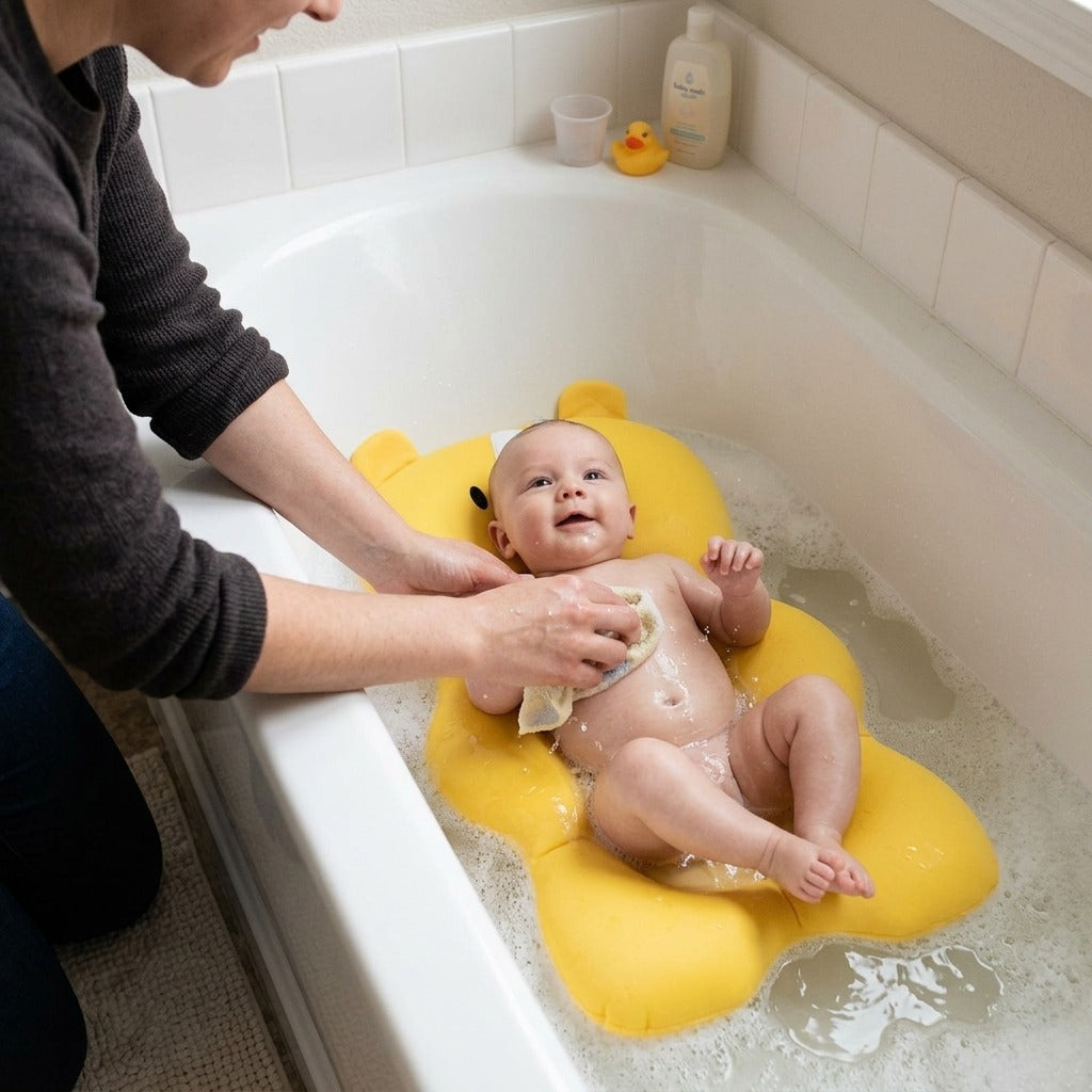 Foldable Baby Bath Seat Mat - in use