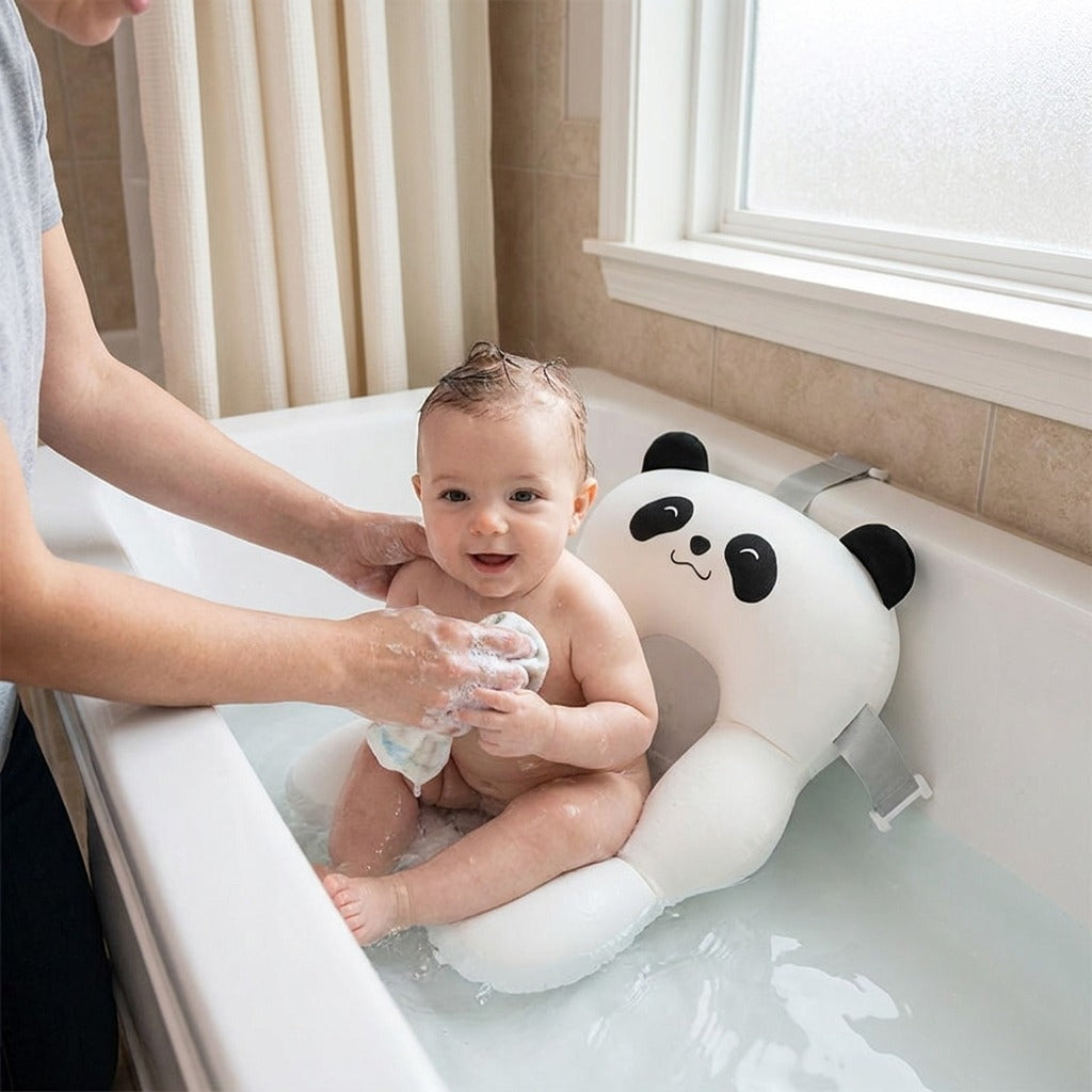 Foldable Baby Bath Seat with Adjustable Support - in use