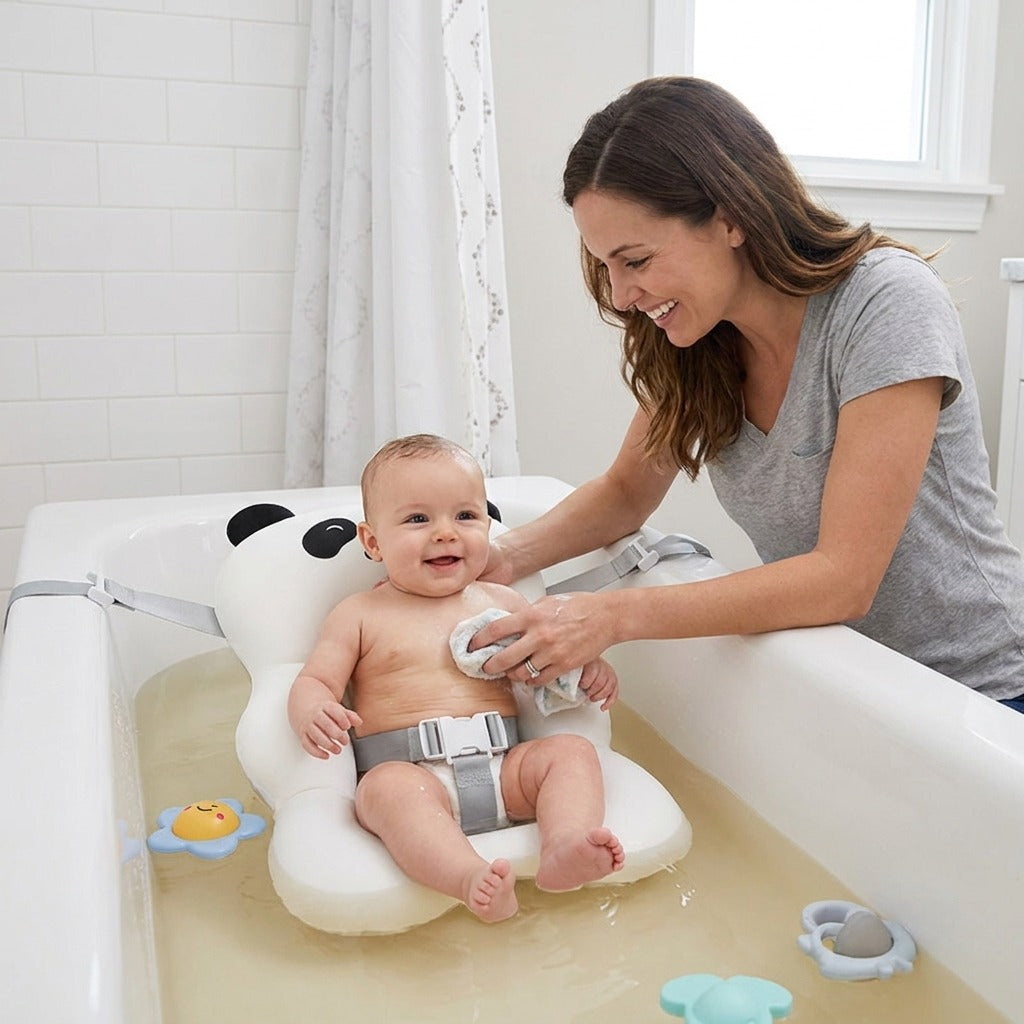 Foldable Baby Bath Seat with Adjustable Support - in everyday life