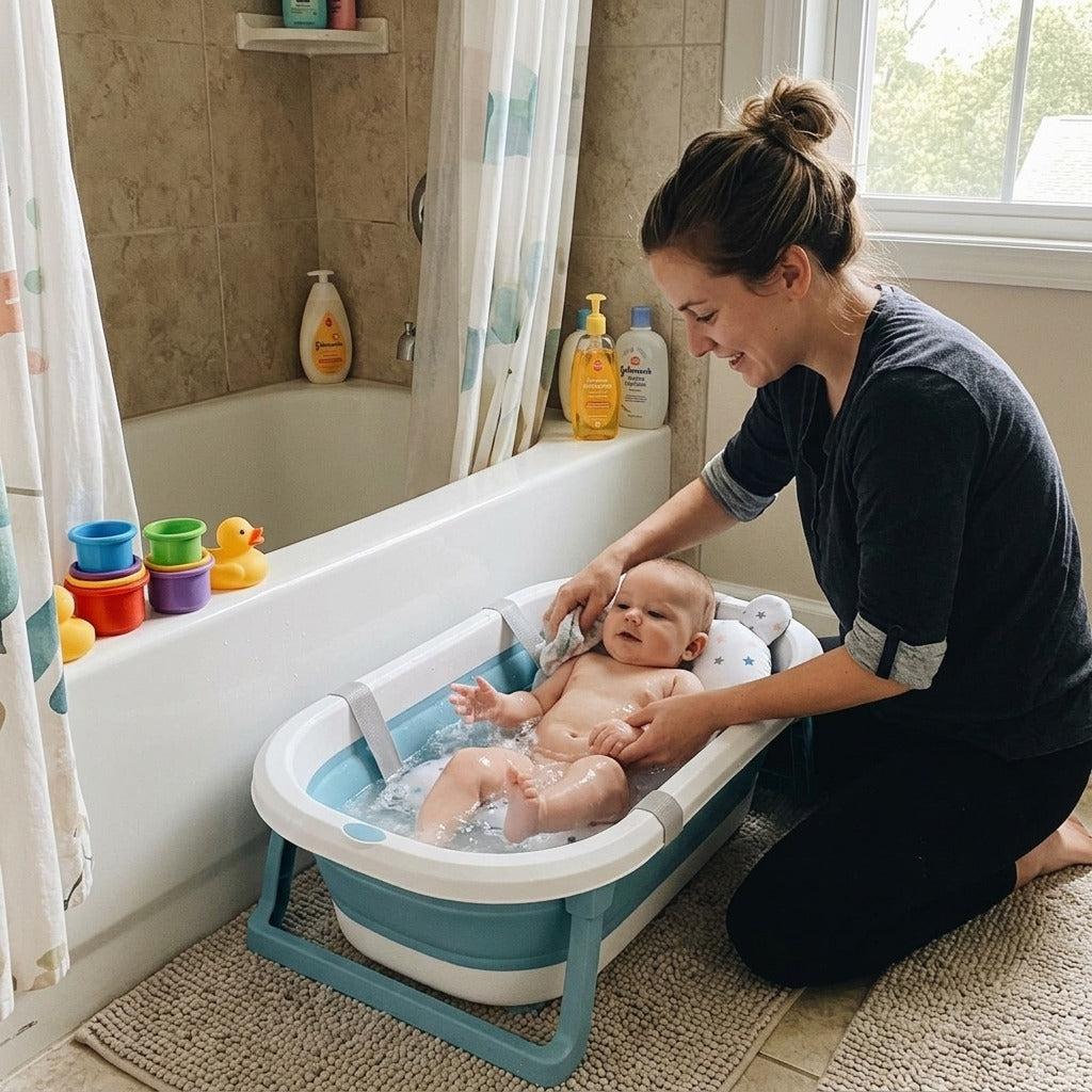 Foldable Baby Bathtub Support Pad - at home