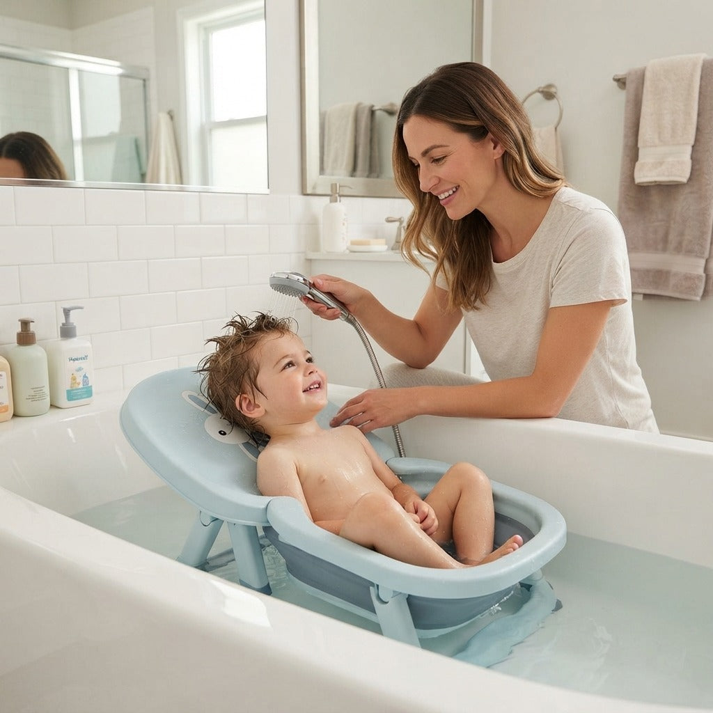 Foldable Children's Shampoo Chair with 4-Speed Adjustment - in everyday life