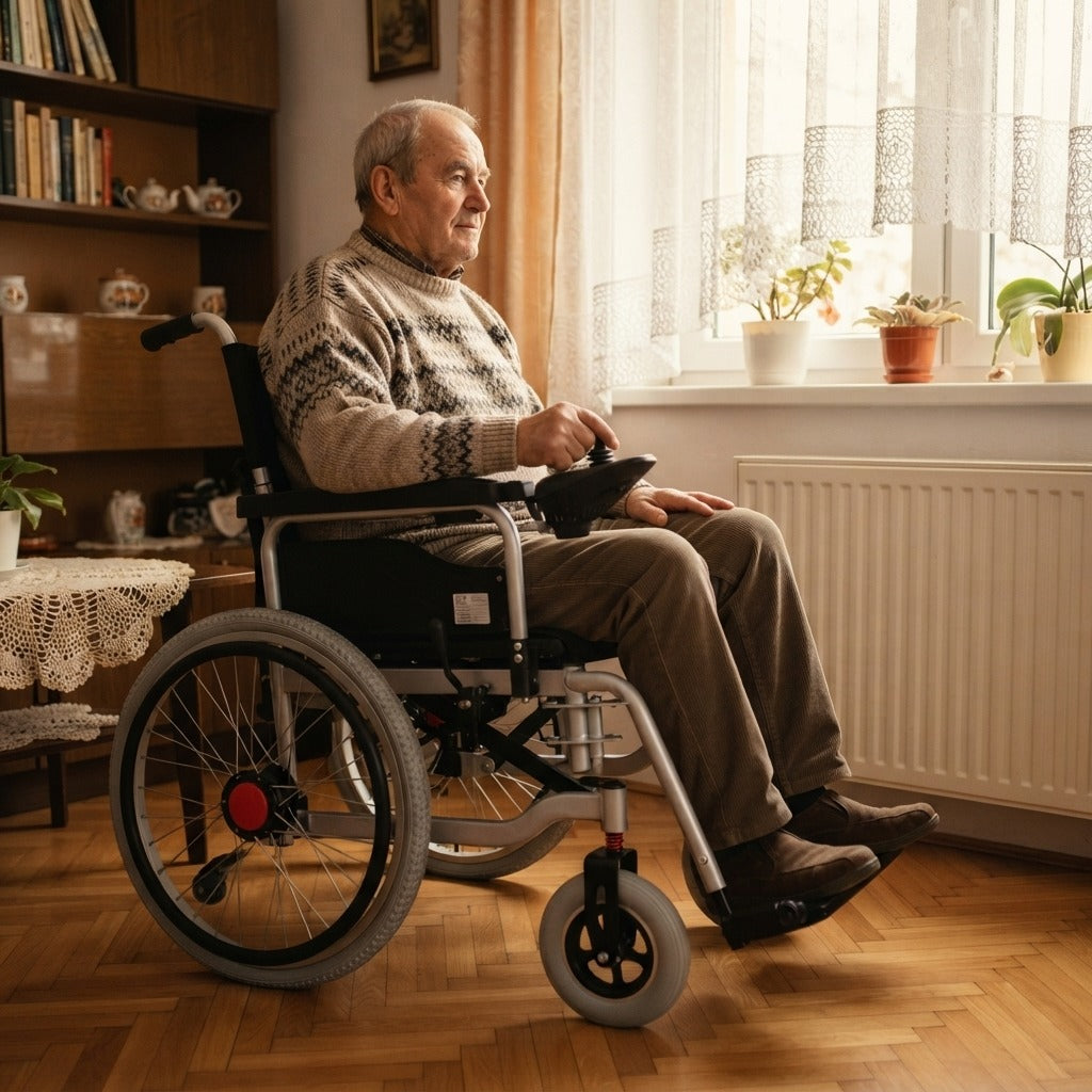Összecsukható, kétmotoros elektromos kerekesszék - otthon