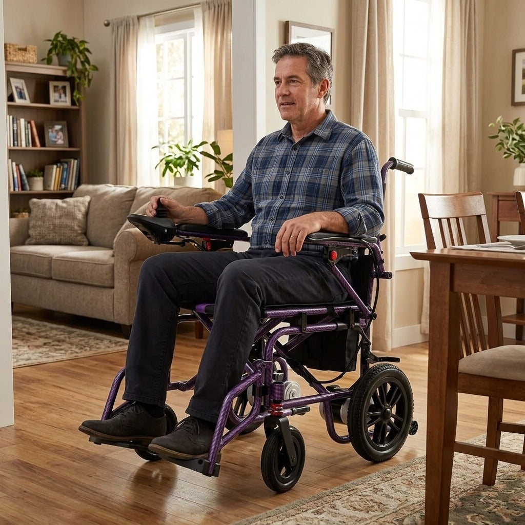 Foldable Electric Wheelchair with Joystick Control - at home