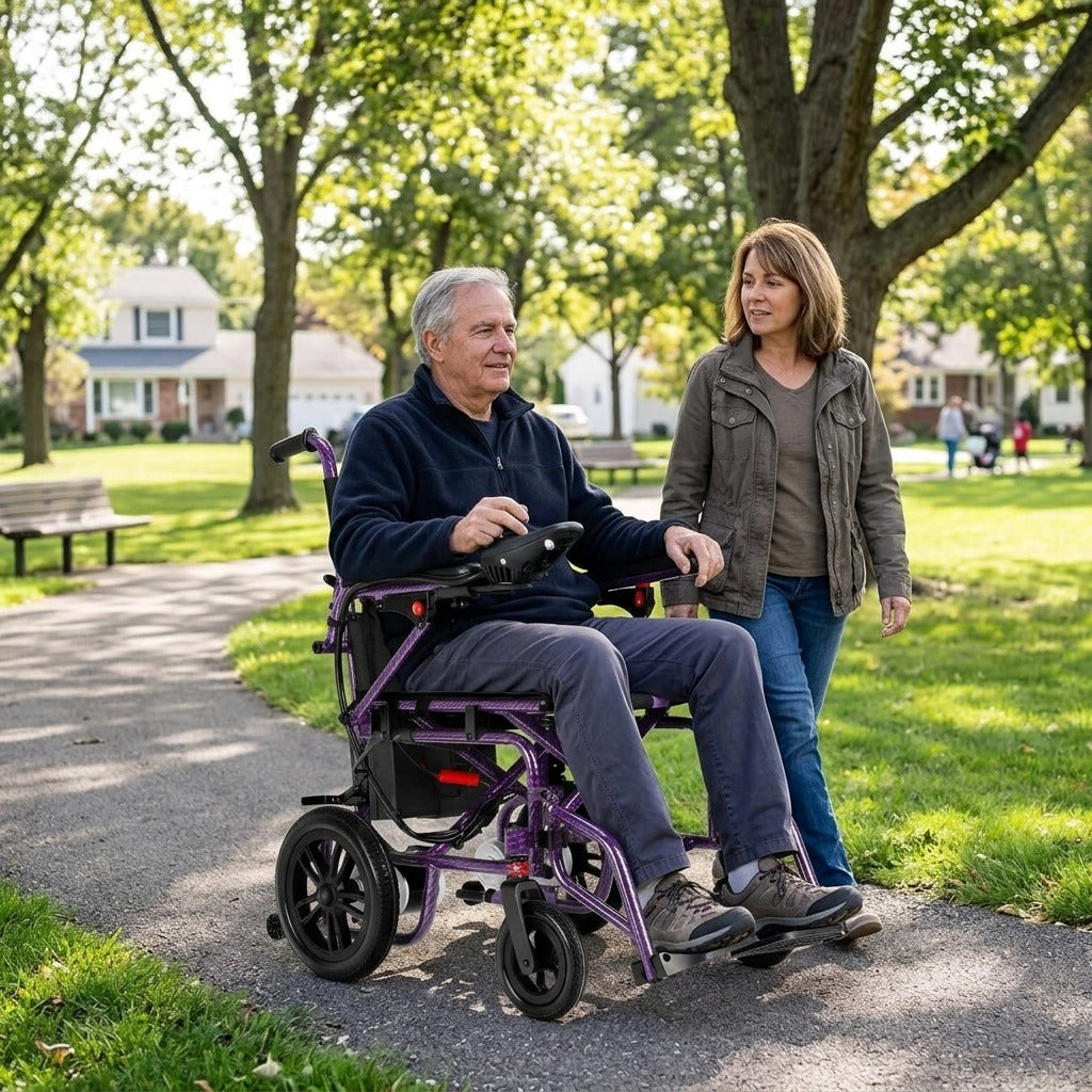 Foldable Electric Wheelchair with Joystick Control - in everyday life