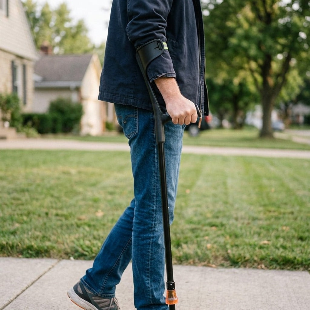 Foldable Forearm Crutches - in use