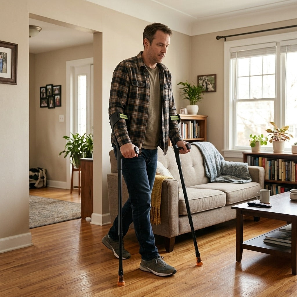 Foldable Forearm Crutches - at home