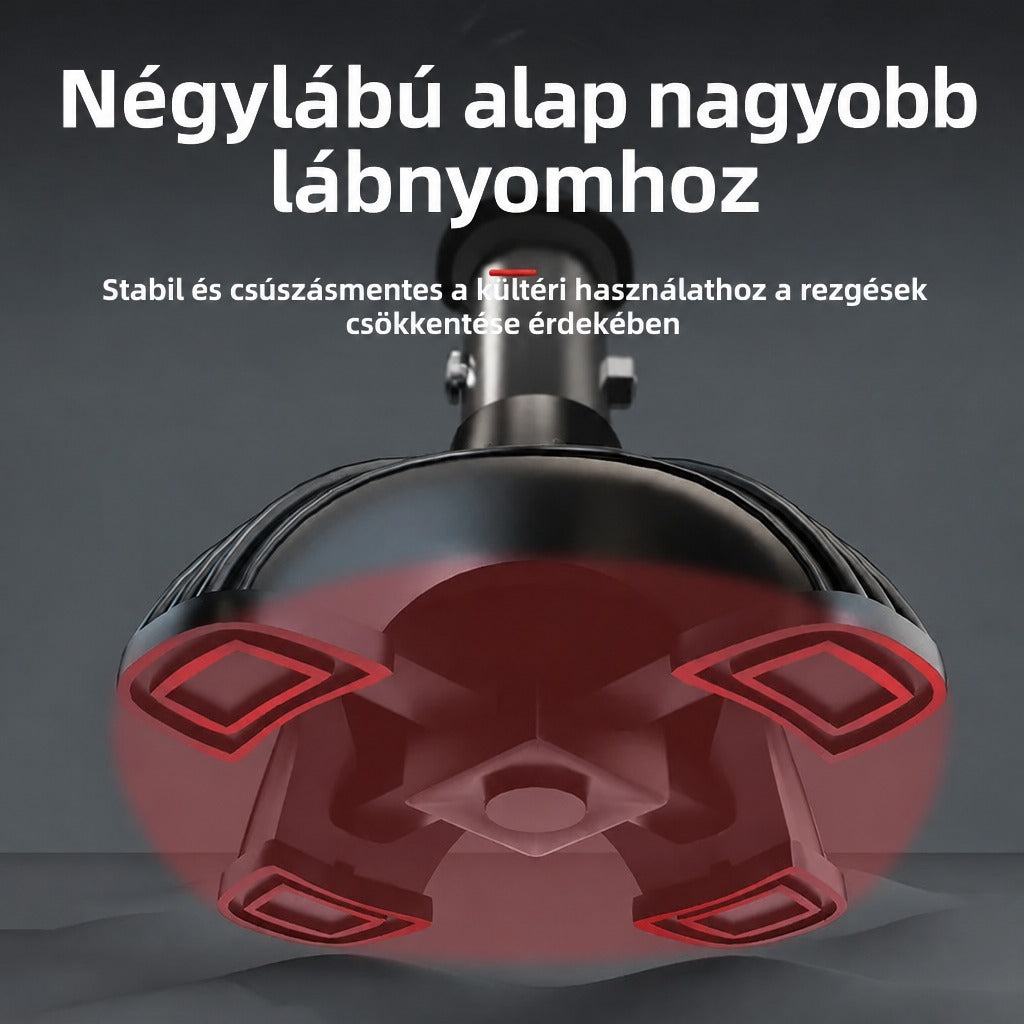 Négylábú, csúszásmentes botvég a stabil kültéri használathoz és a rezgéscsökkentéshez.