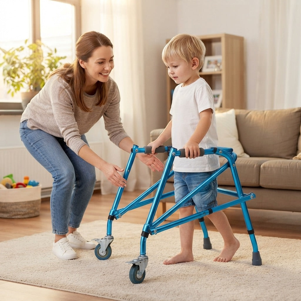 Foldable Four-Wheeled Walker for Children - at home