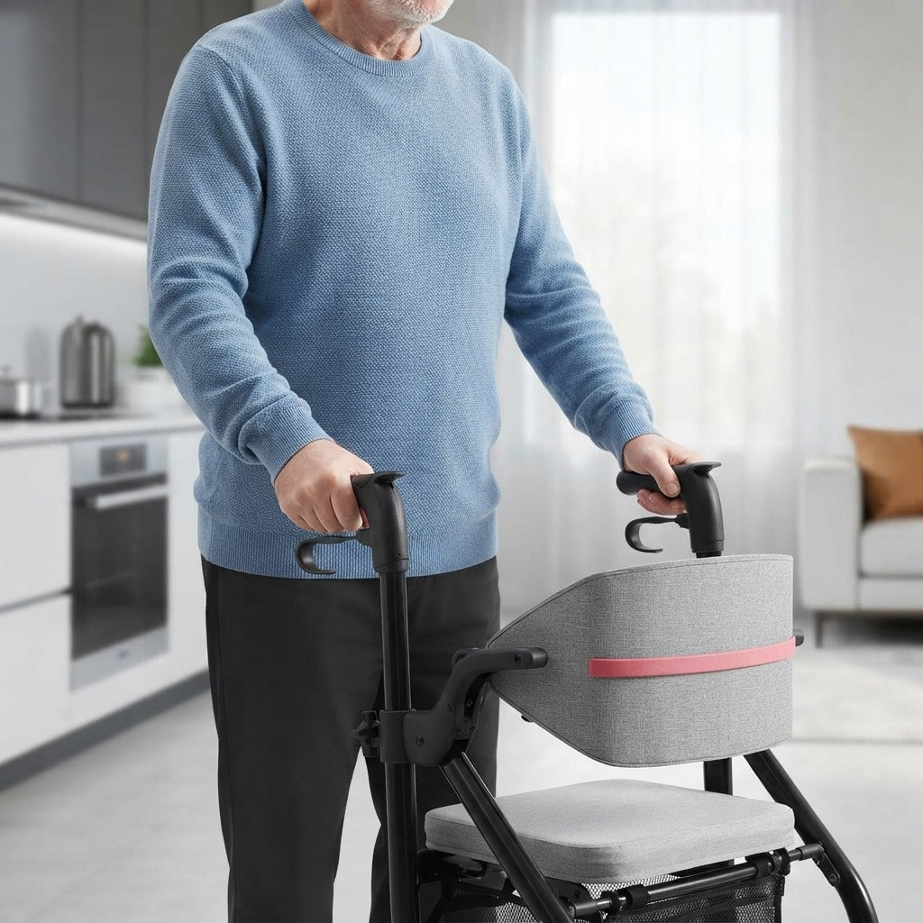 Foldable Hand-Push Assisted Walking Aid - in use
