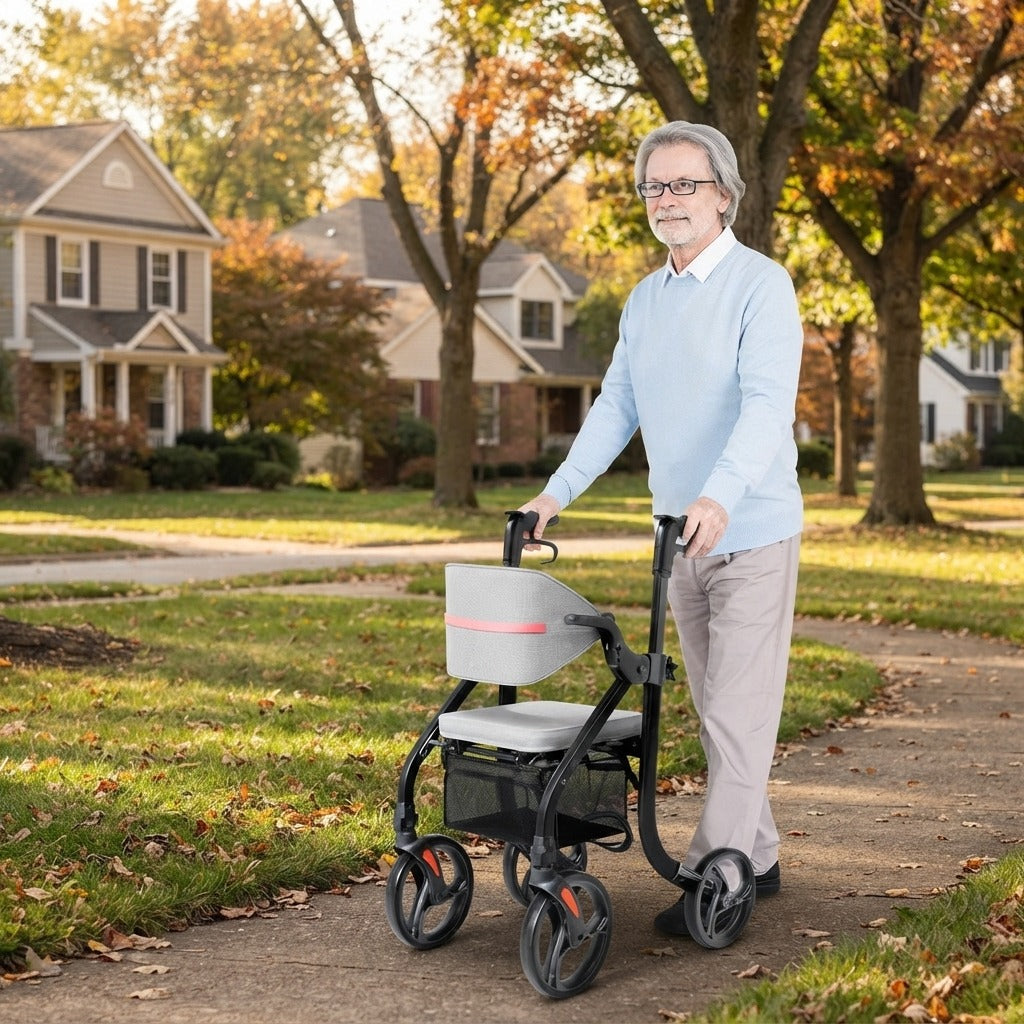 Foldable Hand-Push Assisted Walking Aid - in everyday life