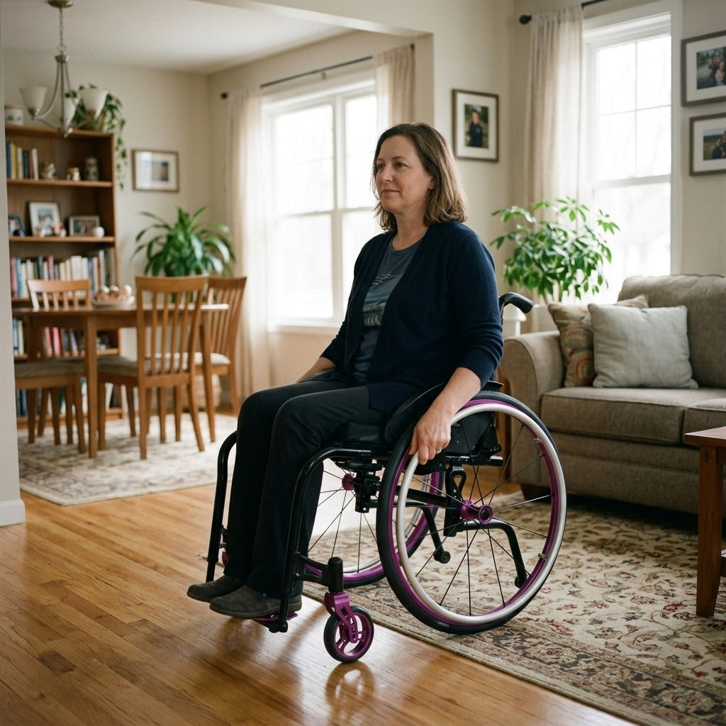 Foldable Manual Wheelchair with Adjustable Backrest - at home