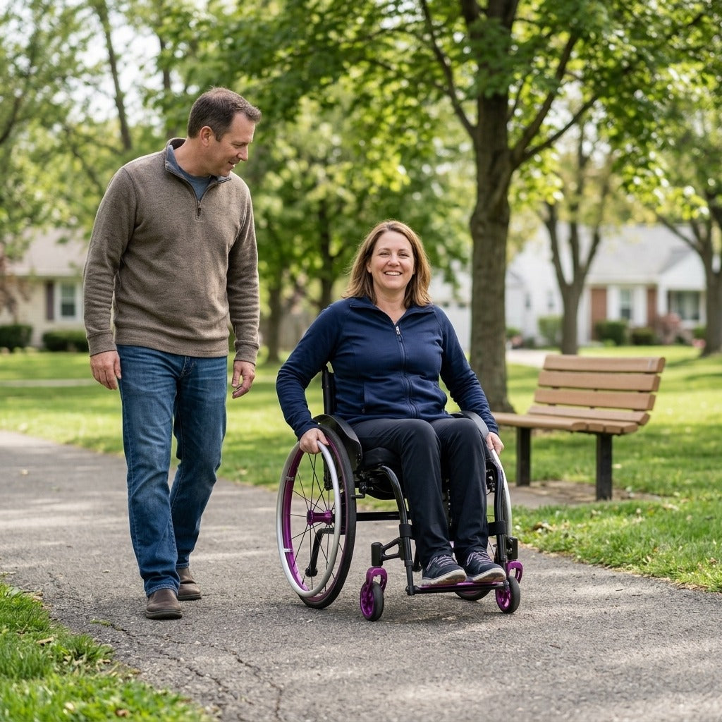 Foldable Manual Wheelchair with Adjustable Backrest - in everyday life