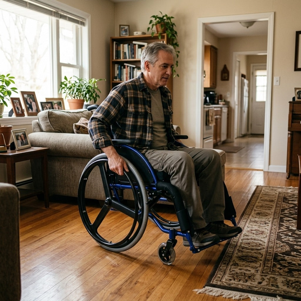Foldable Manual Wheelchair with Quick-Release Wheels - at home