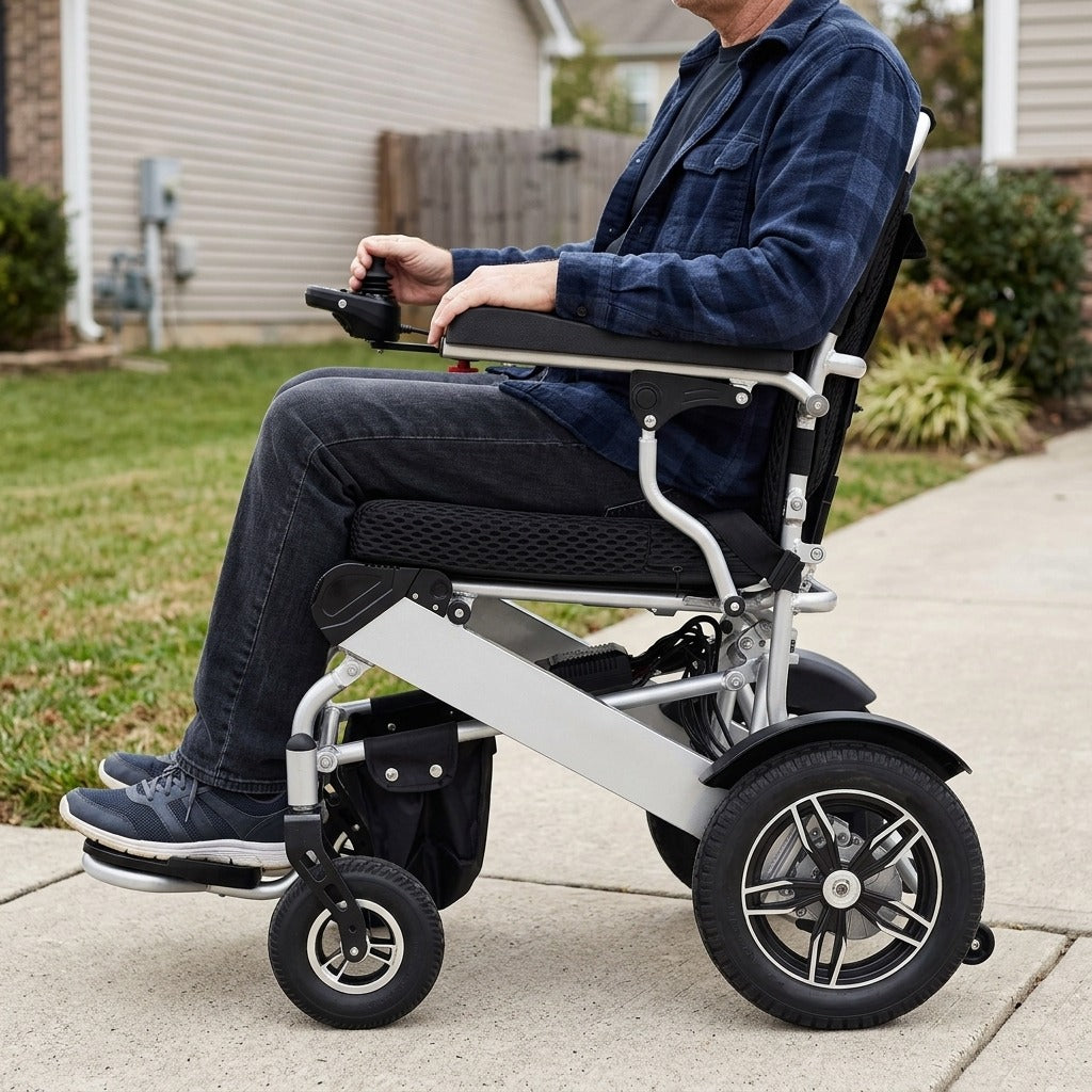 Foldable Non-Electric Wheelchair, 100 kg Capacity - in use