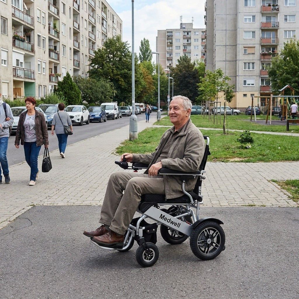 Összecsukható, kézi kerekesszék, 100 kg-ig - a mindennapokban