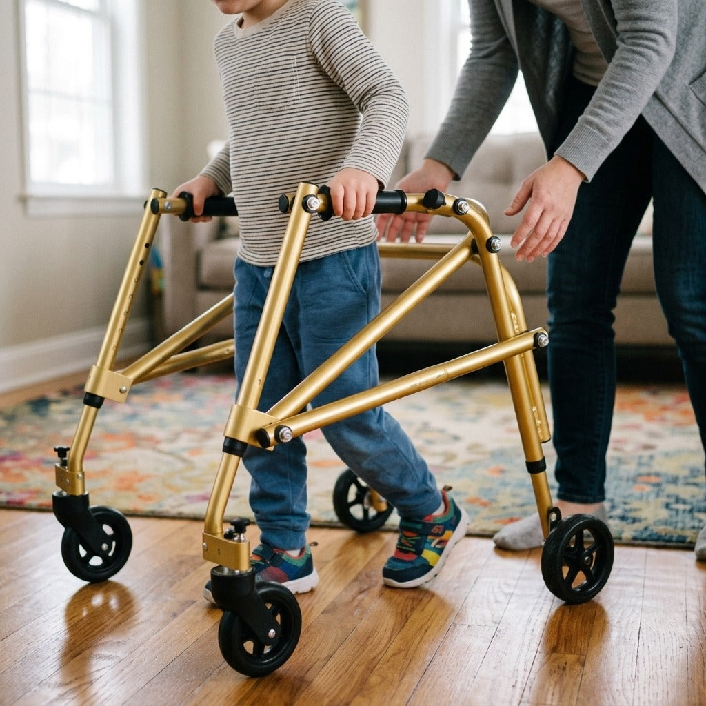 Foldable Pediatric Posterior Walker - in use