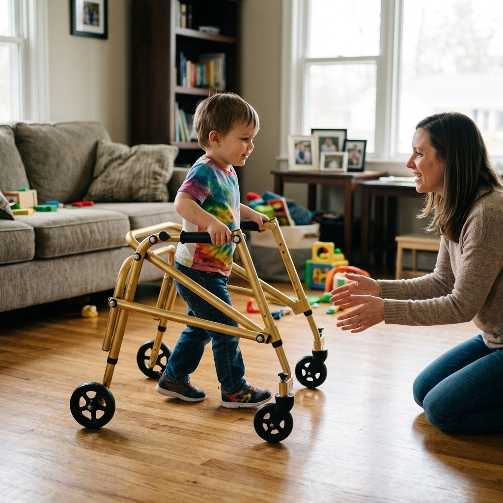 Foldable Pediatric Posterior Walker - in everyday life