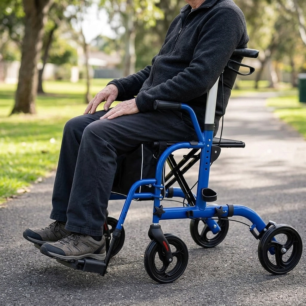 Foldable Rollator Walker with Seat and Backrest - in use