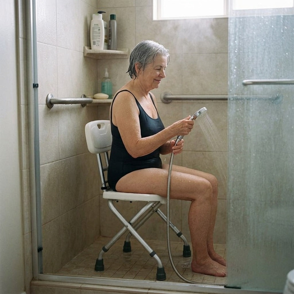 Foldable Shower Chair with Backrest - in everyday life