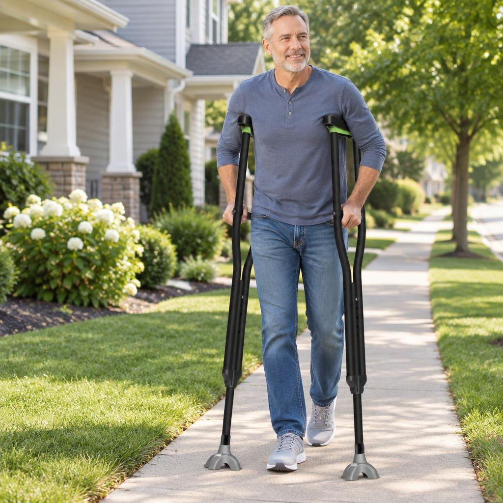 Foldable Stainless Steel Underarm Crutches - in everyday life