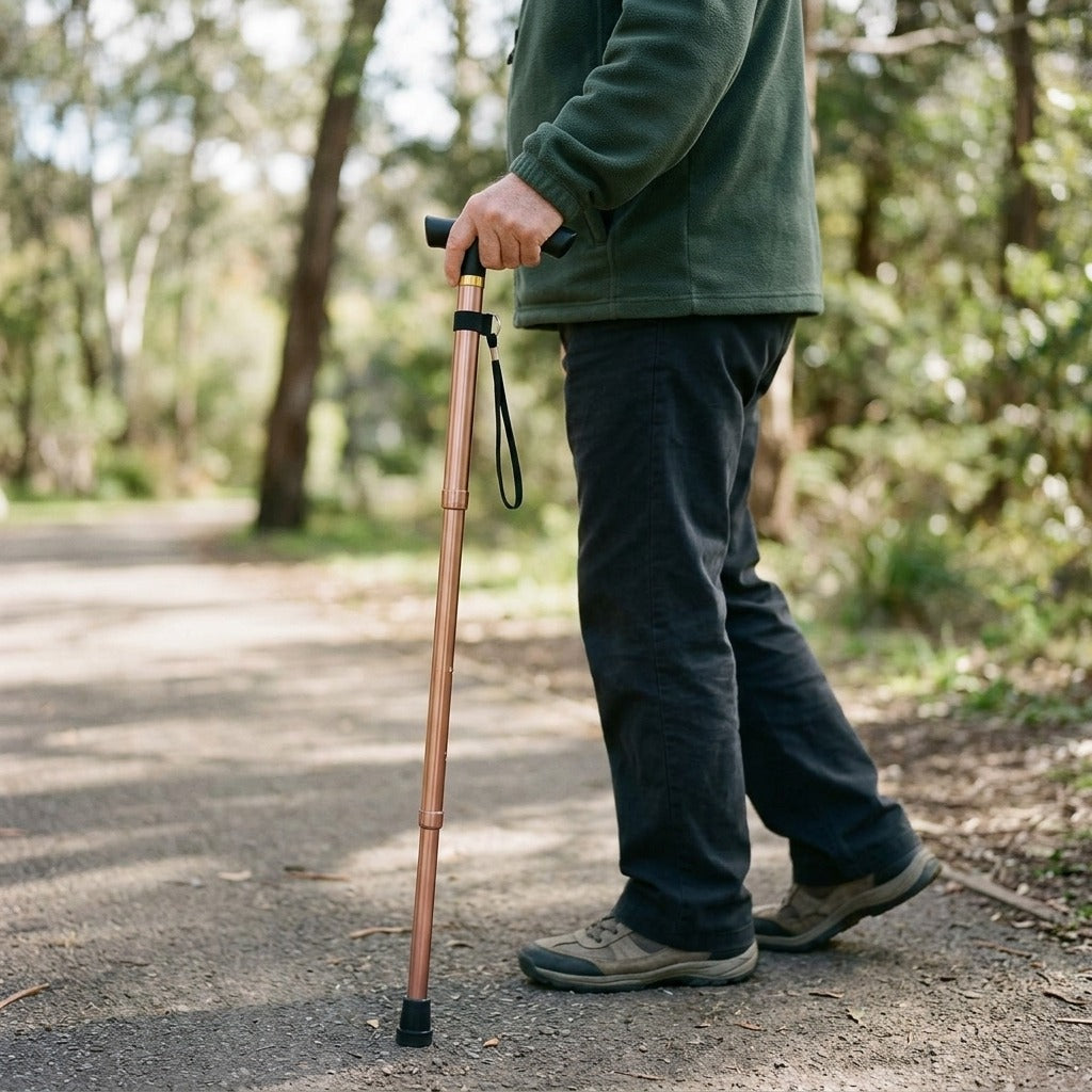 Foldable Telescopic Walking Stick - in use
