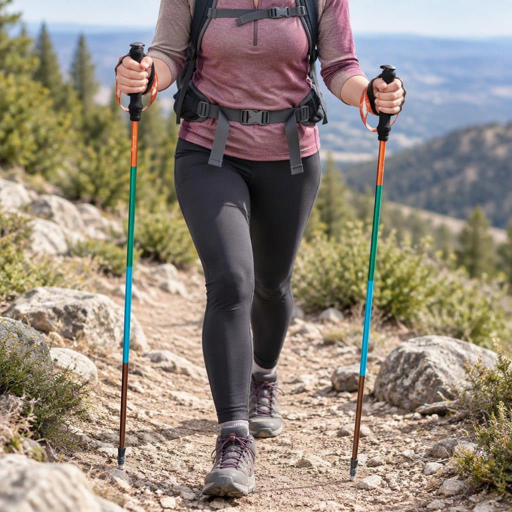 Foldable Trekking Poles, Pair - in use