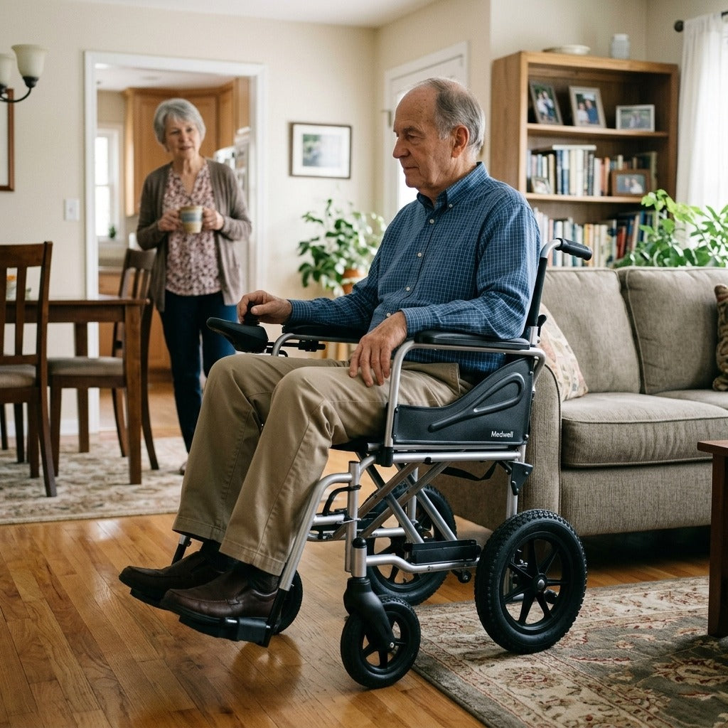 Foldable Ultralight 4-Wheel Electric Wheelchair for Seniors - at home