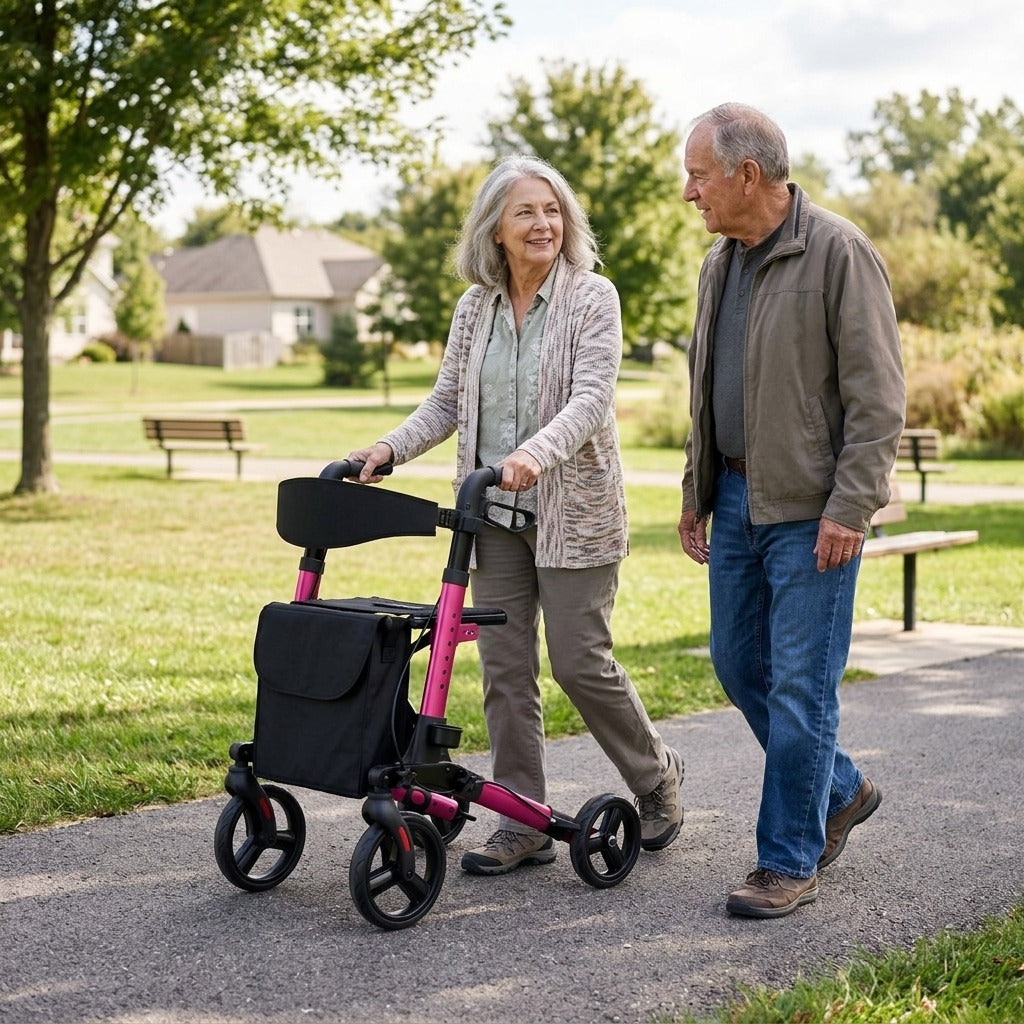 Foldable Walker with Seat - in everyday life