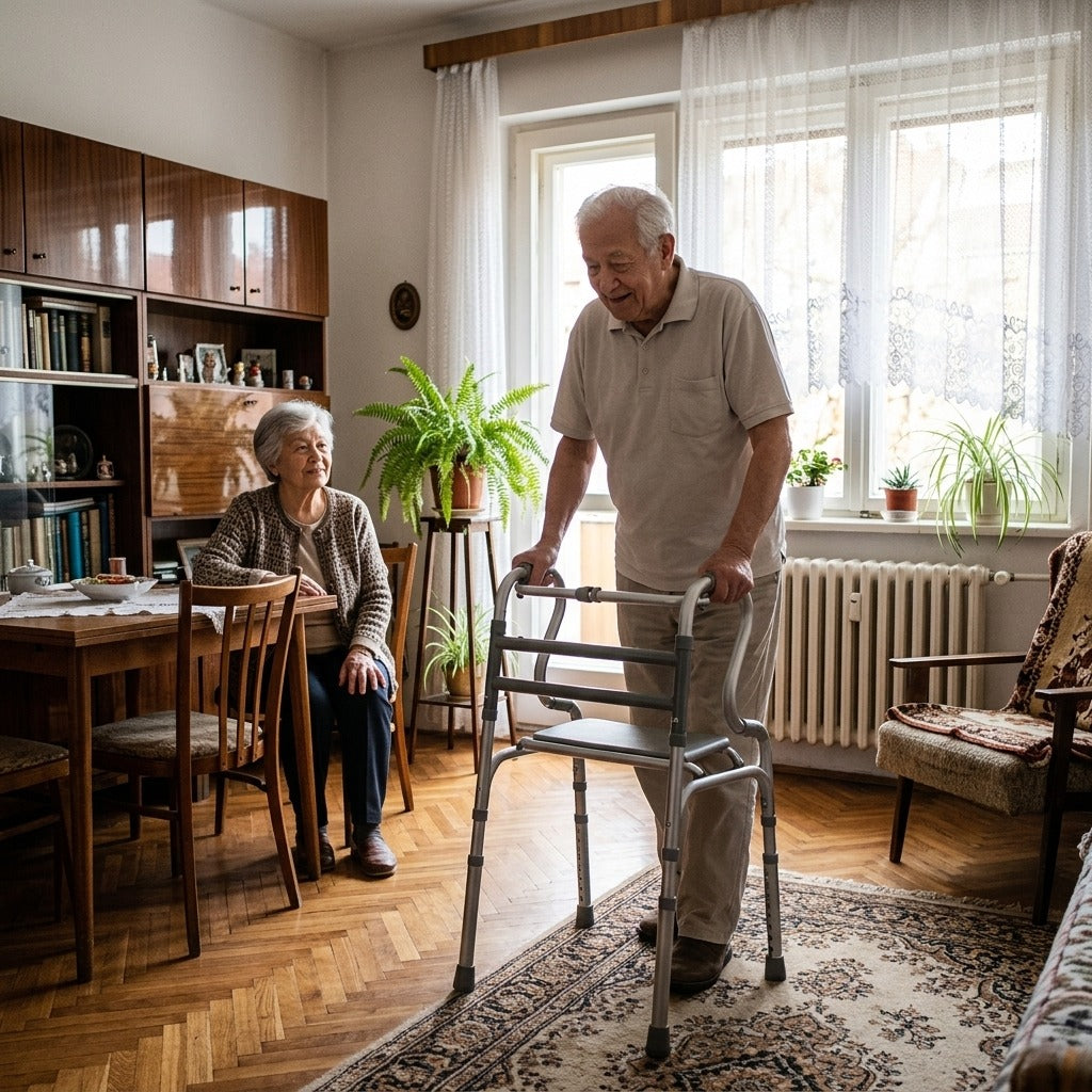 Összecsukható járást segítő eszköz üléssel - otthon