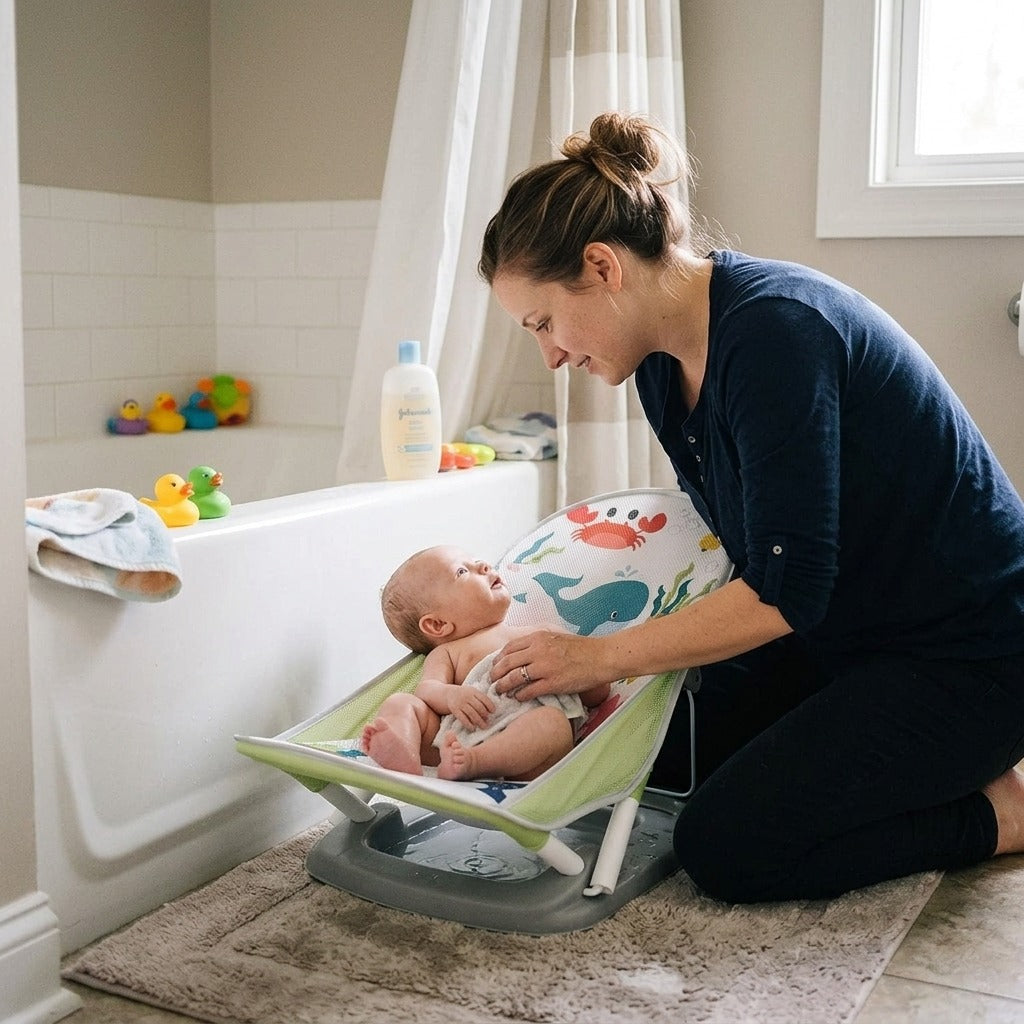 Foldaway Baby Bath Seat, 3 Positions - at home