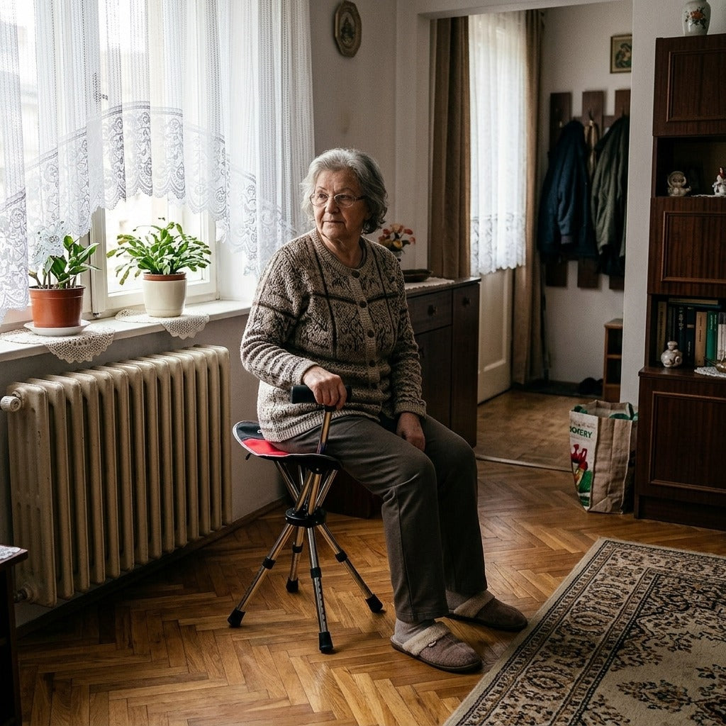 Összecsukható ülőbot, állítható magassággal - otthon