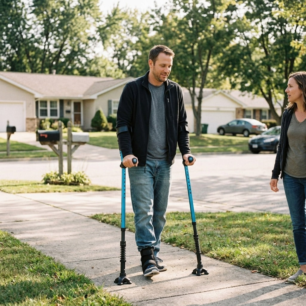 Folding Forearm Crutches for Adults, Pair - in everyday life