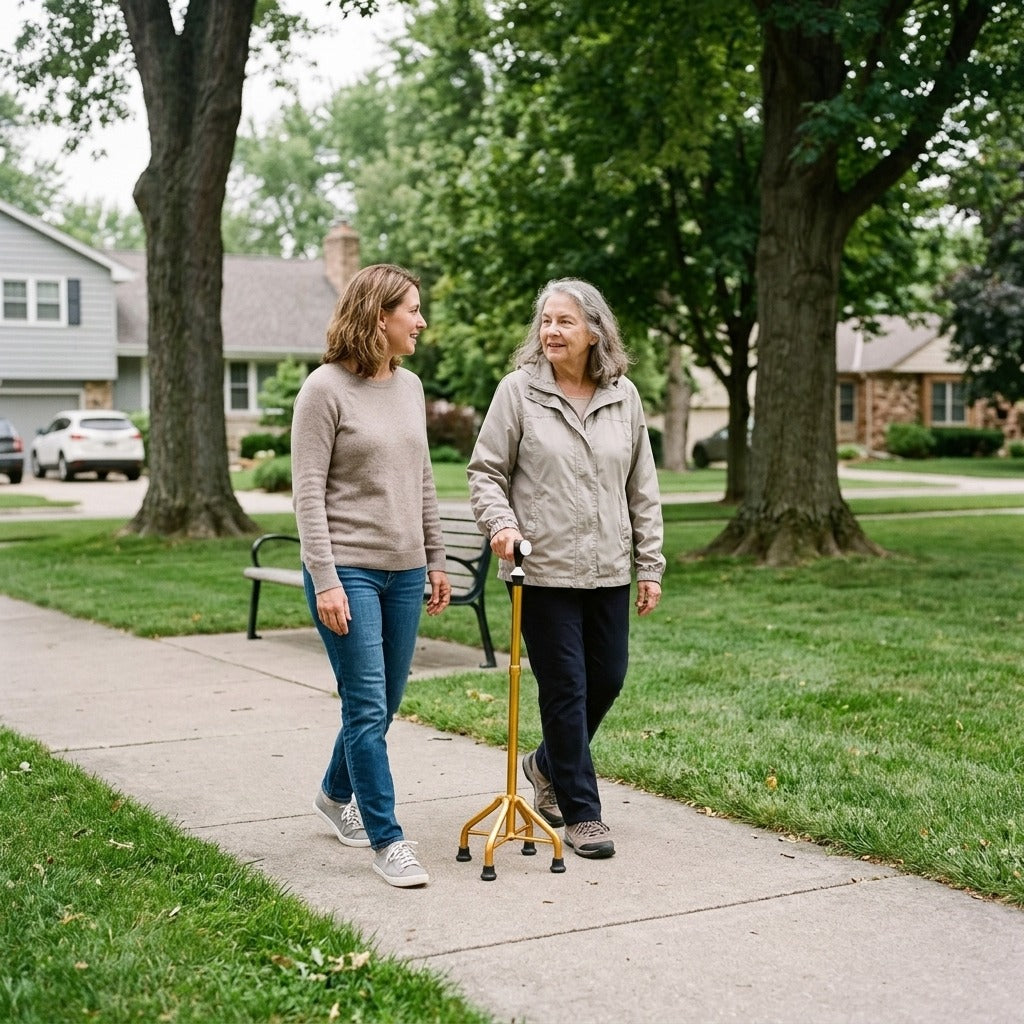 Folding Four-Legged Walking Stick with Cane Tips - in everyday life