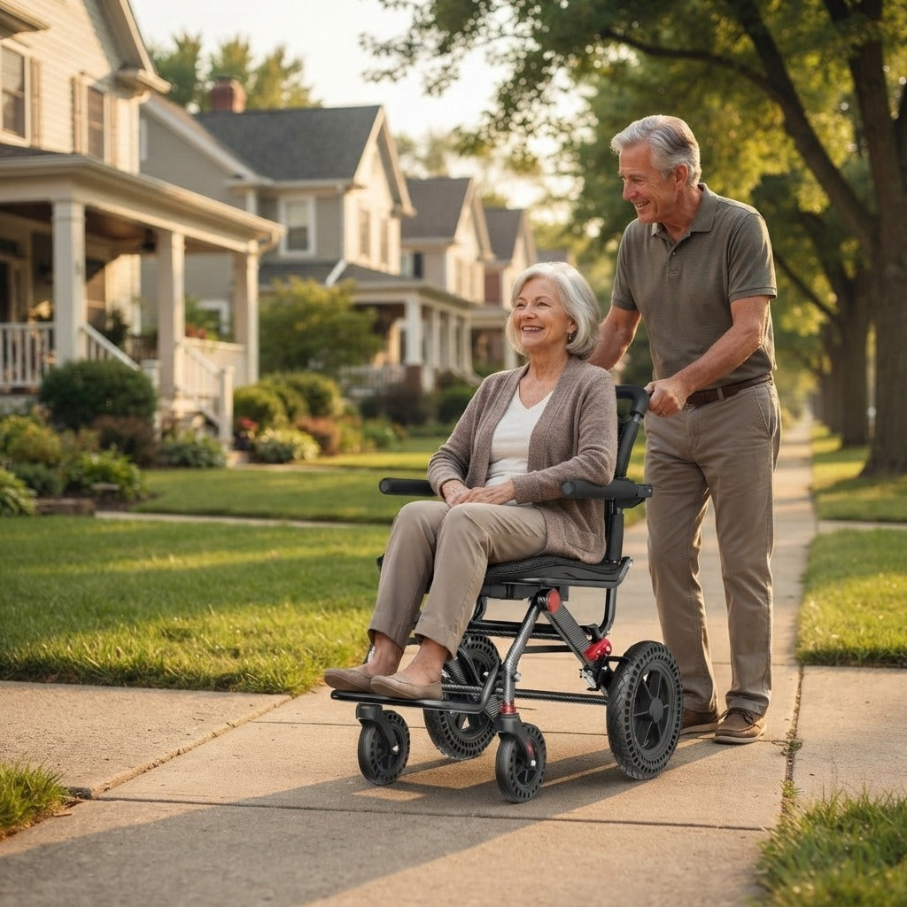 Folding Hand-Push Travel Mobility Cart - in everyday life