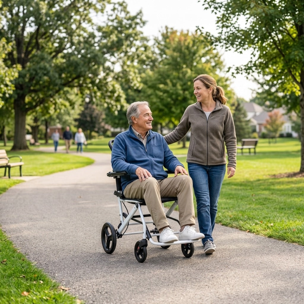 Folding Manual Wheelchair for Home and Travel - in everyday life