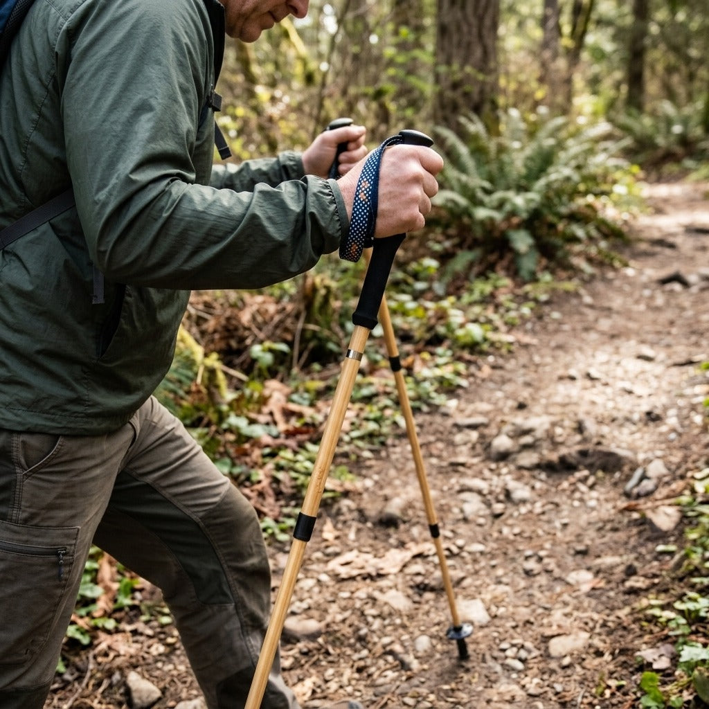 Folding Trekking Poles for Hiking - in use