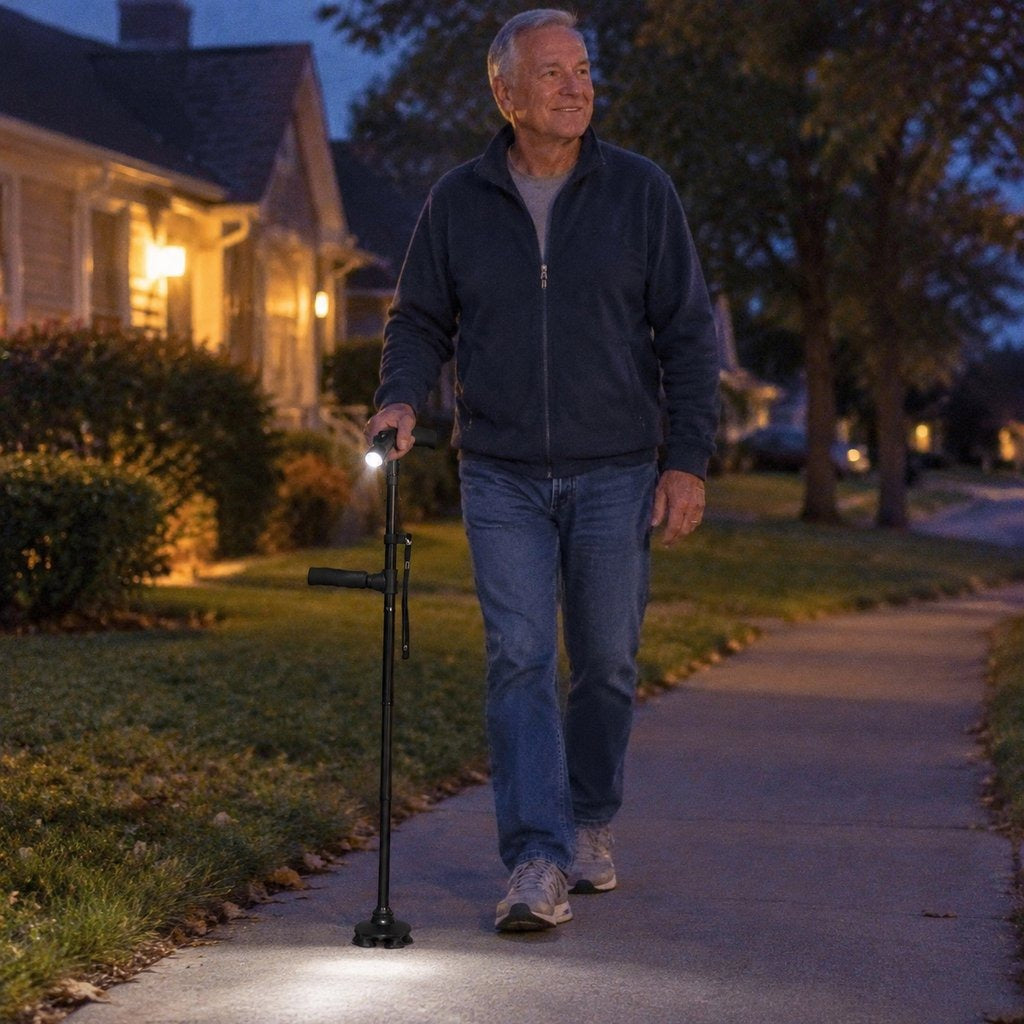 Folding Walking Cane with LED Light - in everyday life