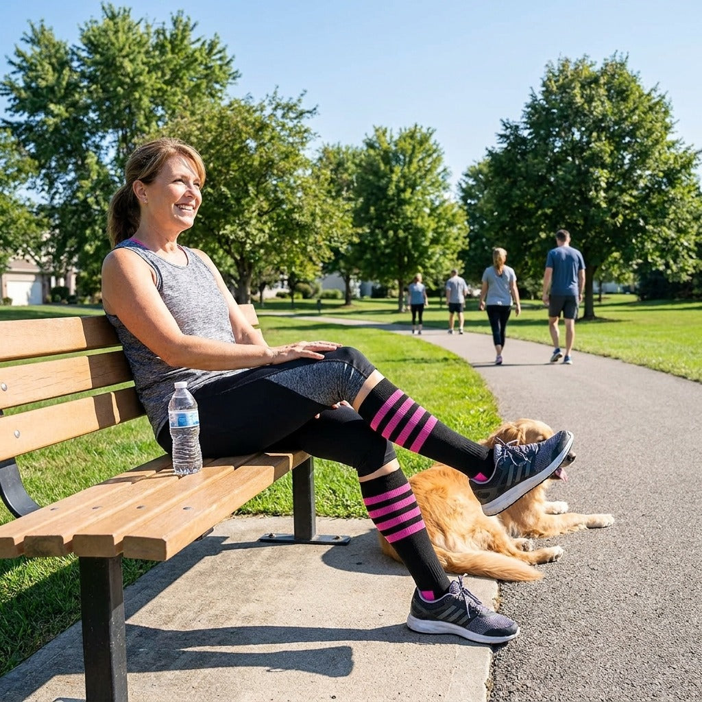 Football-Style Compression Socks, 20–30 mmHg - in everyday life