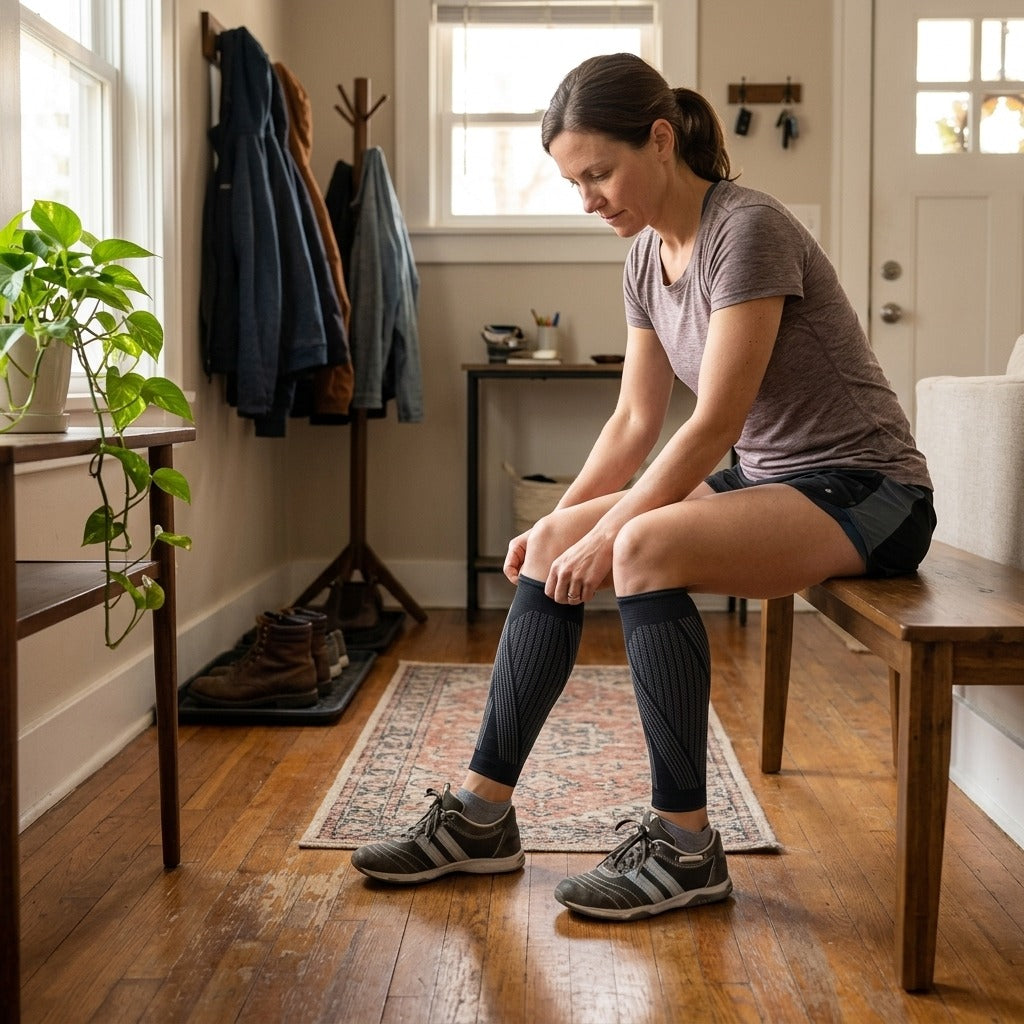 Footless Calf Compression Sleeves for Adults - at home