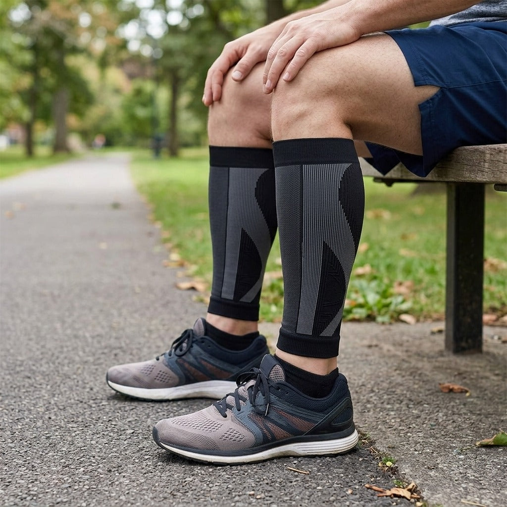Footless Calf Compression Sleeves for Men and Women - in use