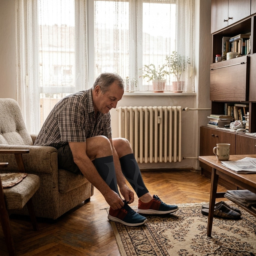 Lábfej nélküli kompressziós lábszárvédő nőknek és férfiaknak - otthon