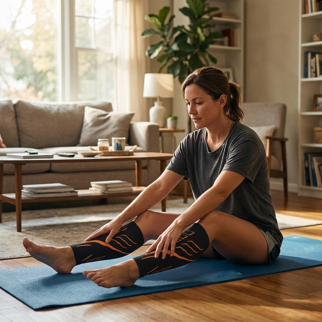 Footless Compression Calf Sleeves - at home