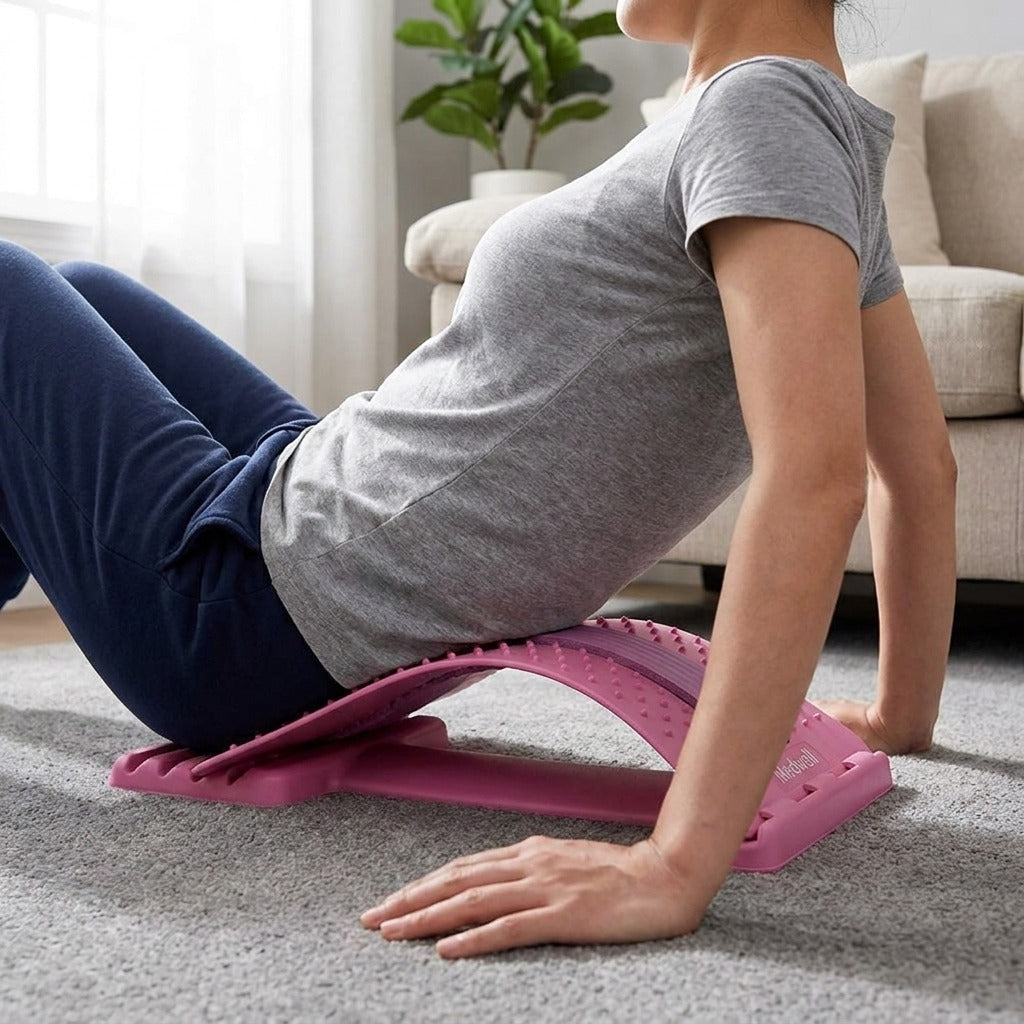 Four-Level Back Stretcher for Home Stretching - in use