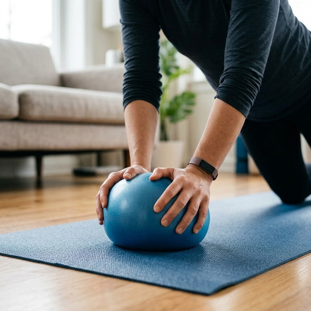 Frosted Thickened Exercise Ball for Pilates, Yoga and Balance Training - in use