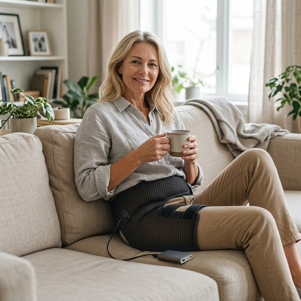 Full-Wrap Hip Support Brace with Massager and Heating, USB-Powered - in everyday life