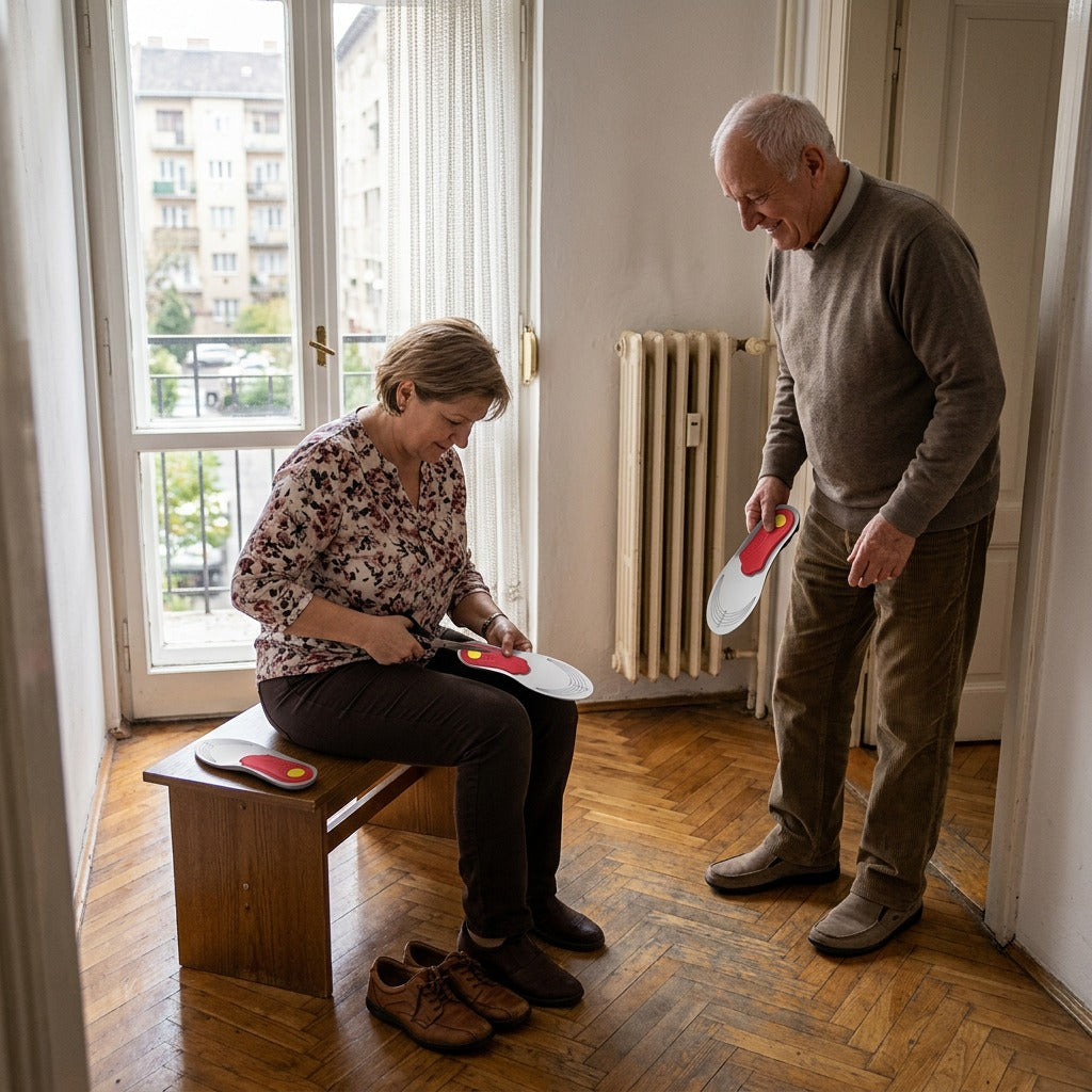 Géles boltozattámaszos talpbetét nőknek és férfiaknak - otthon