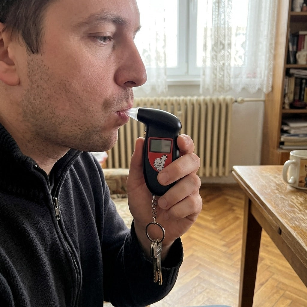 Medwell kulcstartós digitális alkoholszonda LCD-kijelzővel - használat közben