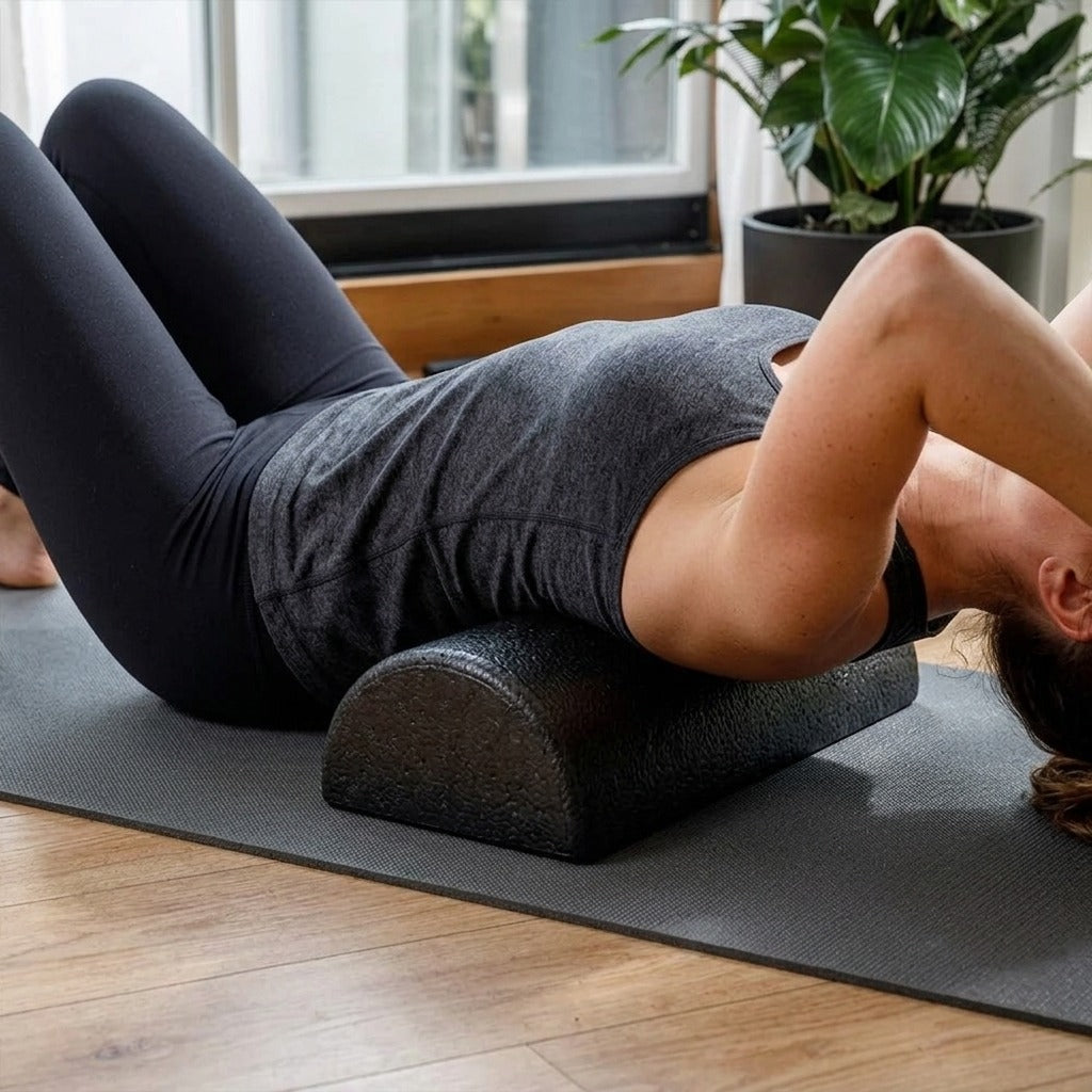 Half-Round Foam Roller for Yoga, 30 cm - in use