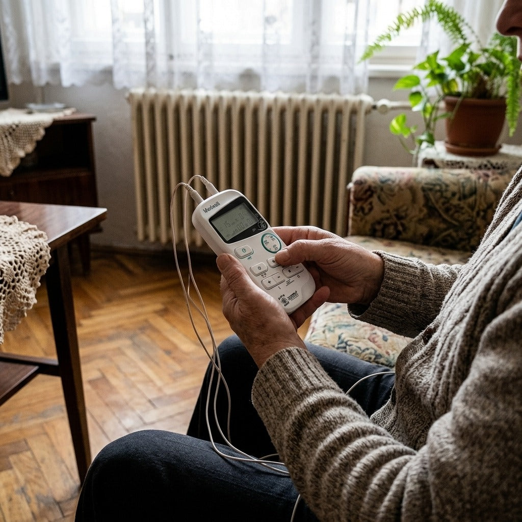 Kézi elektroakupunktúrás stimulátor - használat közben